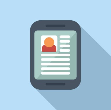 Tablet aday kişi düz vektörü. İnsan personeli arayın. Süre cv