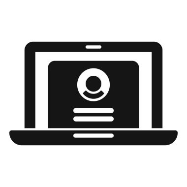 Laptop yeni aday simgesi basit bir vektör bulsun. HR çevrimiçi. Yeni iş adamı