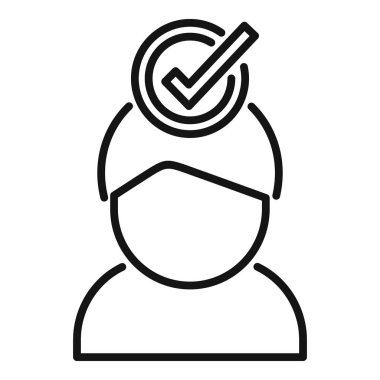 Onaylanmış aday ikon ana hatları vektörü. Anlaşma ekibi. Zaman personeli CV başı