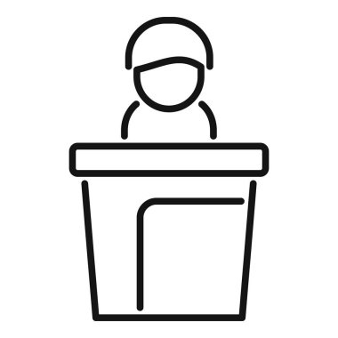 Aday konuşmacı simgesi ana hatları vektörü. Yeni işletme müdürü. Personel işi