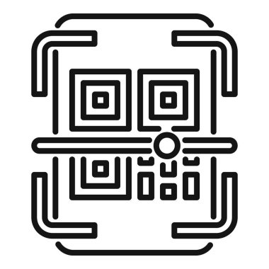 Satır barkod simgesi ana hat vektörü. Cep telefonu uygulamasını etiketle. Tarama makbuzu