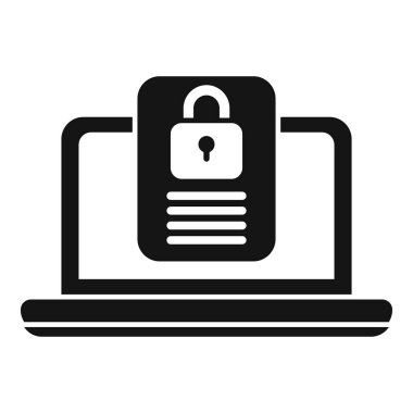 Laptop gizlilik veri simgesi basit vektör. Kişisel kullanım. Belge koruması