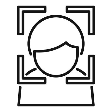 Yüz tanımlama simgesi ana hatları vektörü. Avrupa verileri. Güvenli kişisel kullanım