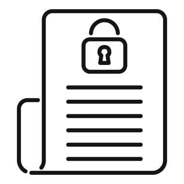 Koruma veri simgesi ana hatları vektörü. Yasal anahtar işlemi. Tasarım erişimi