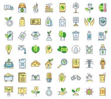 Çevre bilimci simgeleri ayarlandı. Çevrebilimci vektör simgelerinin ana hatları beyaz üzerine ince çizgi rengi düz