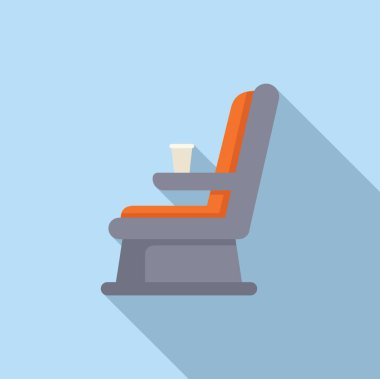 Vip uçak koltuğu ikonu düz vektörü. Kapalı kabin. Koltuk gezgini.