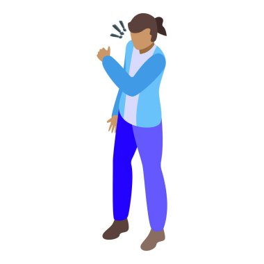 Kadın patron argüman ikonu izometrik vektörü. Konuşma toplantısı. İnsanlar arasında anlaşmazlık