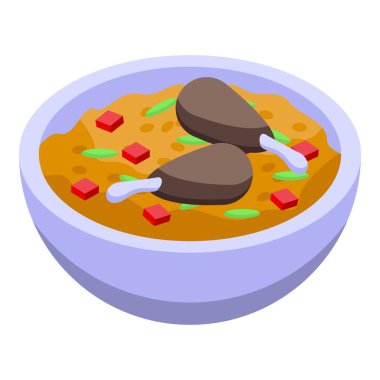 Tavuk Arap çorbası ikonu izometrik vektörü. Dikkat çekici bir vatansever. Büyük endüstri