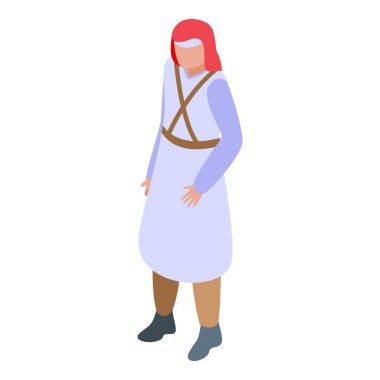 Katar insan ikonu izometrik vektörü. Vatansever devlet. Yapı bölgesi