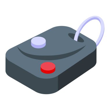 Mobil izleyici etiketi izometrik vektörü. Şehir pin pisti. Sürücü verisi