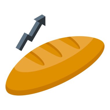 Ekmek fiyatı ikon izometrik vektörünü büyütür. Yemek parası. Ekonomik artış