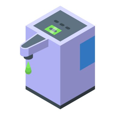 Kulübe hijyen temizleme ikonu izometrik vektörü. Dispanser yolculuğu. Virüsü sterilize et