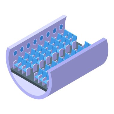 Uçak dezenfeksiyonu iç ikon izometrik vektörü. Salgını dezenfekte et. Normal tıbbi