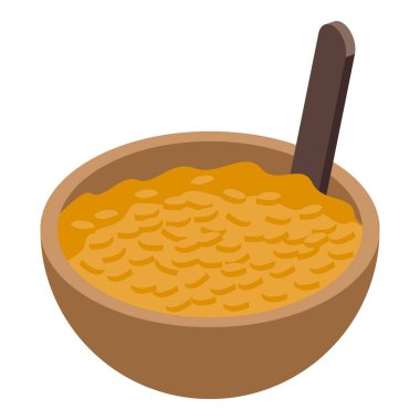 Tahini kase ikonu izometrik vektörü. Mutfak yemeği. Pita soslu ekmek