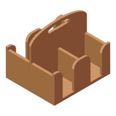 Taşınabilir bardak tutucu ikon izometrik vektörü. Konteynır yemeği. Karton kapak