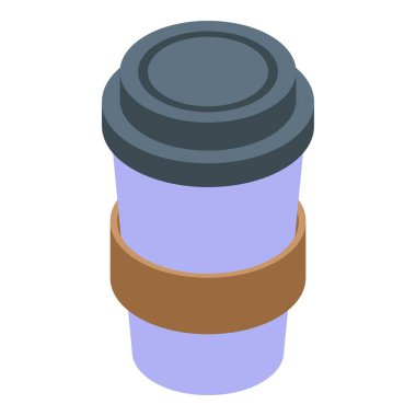 Kap ikonu izometrik vektörüne geçmek için. Soğuk etiket. Lid kapak karton