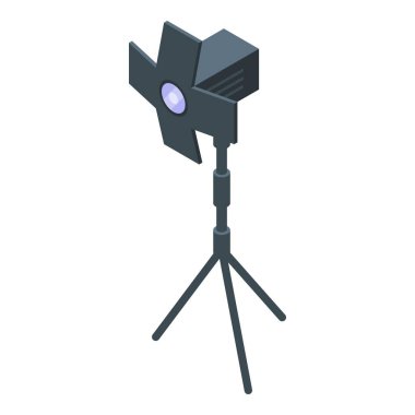 Stüdyo haber spotları ikon izometrik vektörü. Müdür masası. Dijital şov