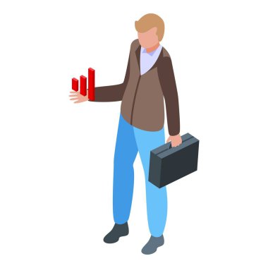 Çevrimiçi veri ikonu izometrik vektörünü yükselt. Başarı takım çalışması. Ticaret projesi.