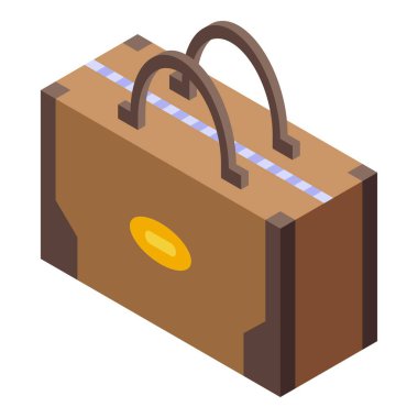 Deri çanta açık arttırma ikonu izometrik vektörü. Hukuk bürosu. Dijital sanat müşterisi