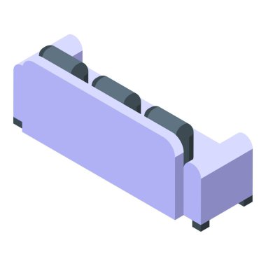 Deri koltuk ikonu izometrik vektörü. Ev sineması. Film sistemi stereosu