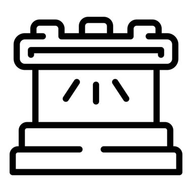 Para birimi detektörü ikon ana hatları vektörü. Nakit para. Fatura işleri ekipmanı