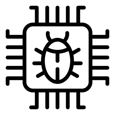 İşlemci hata simgesi ana hatları vektörü. Veri ağı. Erişim sınırı