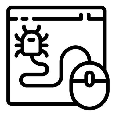 Hata çevrimiçi dolandırıcılık simgesi ana hatları vektörü. Tehdit böceği. Sosyal dolandırıcılık