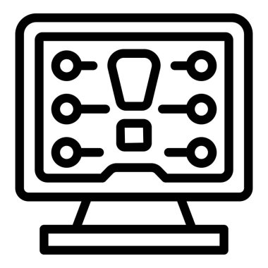 Veri dolandırıcılığı ağ simgesi ana hatları vektörü. Tehdit virüsü. Hata veri dolandırıcılığı