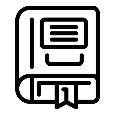 İspanyolca kitap ikonu ana hatları vektörü. Temel online beceri. Ders kitabı merkezi