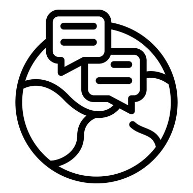 Küresel İspanyolca ders simgesi ana hatları vektörü. Ders kitabı. Orta sınıf