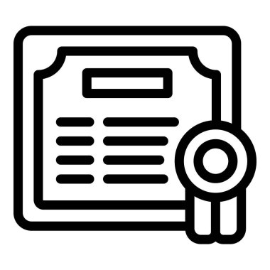 İspanyolca kursu diploma ikonu ana hatları vektörü. Okulla konuş. Defteri ortala