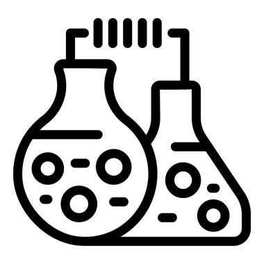 Kimyasal matara ikonu ana hat vektörü. Ayrı bir mucit. Okul araştırma laboratuvarı