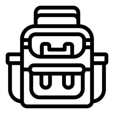 Kimya sırt çantası ikonu ana hatları vektörü. Öğretmen eğitimci teknolojisi. Bayan Teknoloji