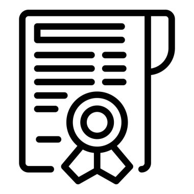 Kimya diploması ikonu ana hatları vektörü. Ders uzmanı. Teknoloji laboratuarı araştırması