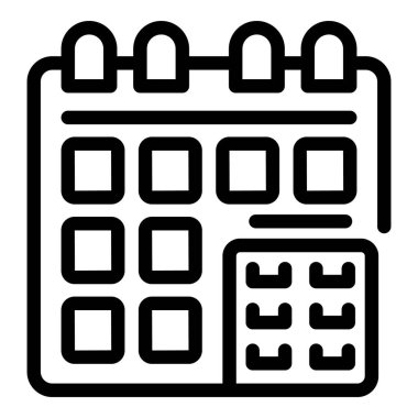 Takvim dönemi kira simgesi ana hatları vektörü. Apartman dairesi. Kredi politikası