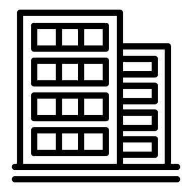 Şehir dairesi kira ikonu ana hatları vektörü. Ev ajansı. Ev eşyası