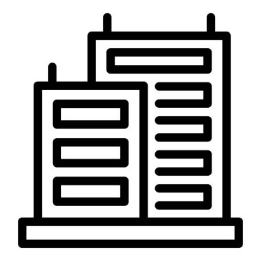 Emlak ajansının ikon ana hatları vektörü. Yapı satışı. Finans satıldı