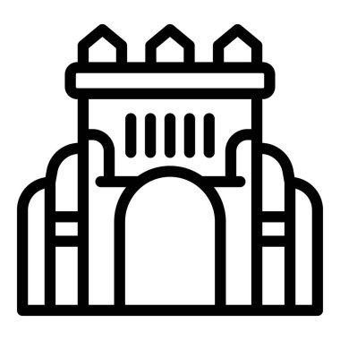 Yeni kale ikonu ana hat vektörü. Lizbon şehri. Avrupa kırsal kasabası