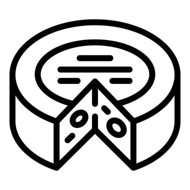 Lizbon peynir tekerleği ikonu ana hatları vektörü. Mutfak yemeği. Lizbon Şehri