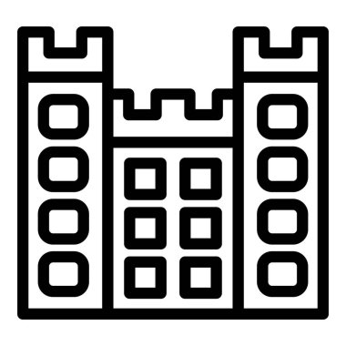 Ulusal kale ikonu ana hat vektörü. Şato simgesi. Portekiz kültürü