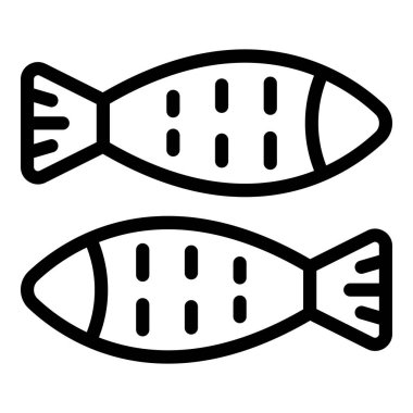 Lizbon deniz balığı ikonu ana hatları vektörü. Kültür sardalyası. İnce anıt