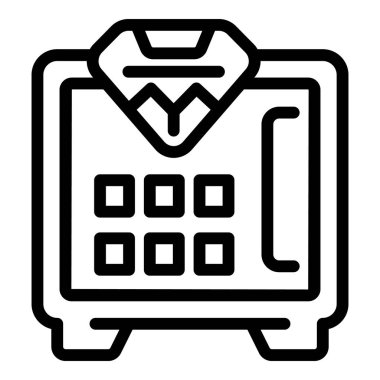 Kasa kasası ikonu ana hatları vektörü. Güvenlik kasası. Erişim mühürlendi