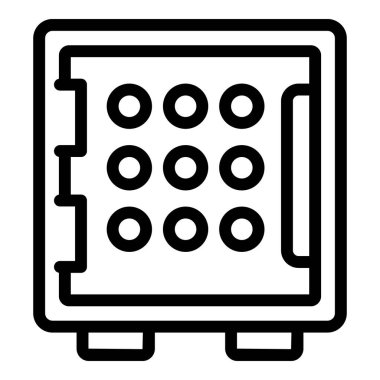 Metal güvenli para ikon ana hat vektörünü korur. Güvenlik kasası. Hazine kodu