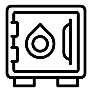 Anahtar erişim kutusu simgesi ana hatlı vektör. Para birimi altını. Müşteri dolabı.