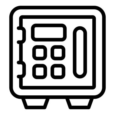 Para birimi kiralık kasa simgesi ana hatlı vektör. Yatırımı koru. Para kodu