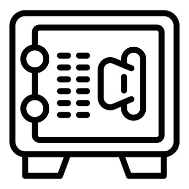 Mevduat kutusu simgesi ana hatları vektörü. Güvenli banka. Para kapalı kod