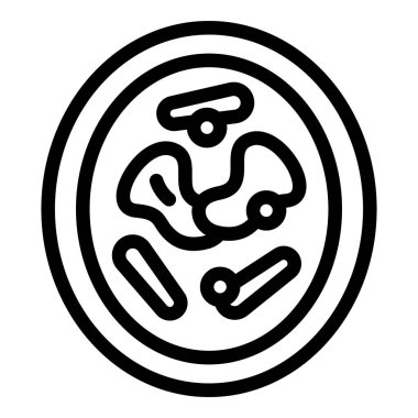 Yemek çorbası ikonu ana hatları vektörü. Asya yemeği. Pazar yemeği pilavı