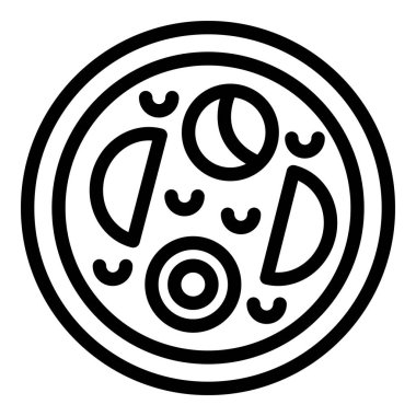 Asya sokak çorbası ikonu ana hatları vektörü. Tayland baharatı. Taze gıda pazarı