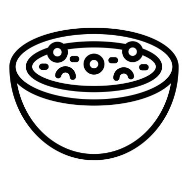 Sıcak çorba ikonu ana hatları vektörü. Taze yiyecek pazarı. Mutfak tabağı