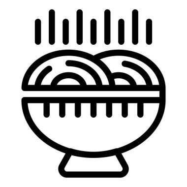 Basil menüsü çorba ikonu ana hatları vektörü. Yemek pişirmek. Atıştırmalık